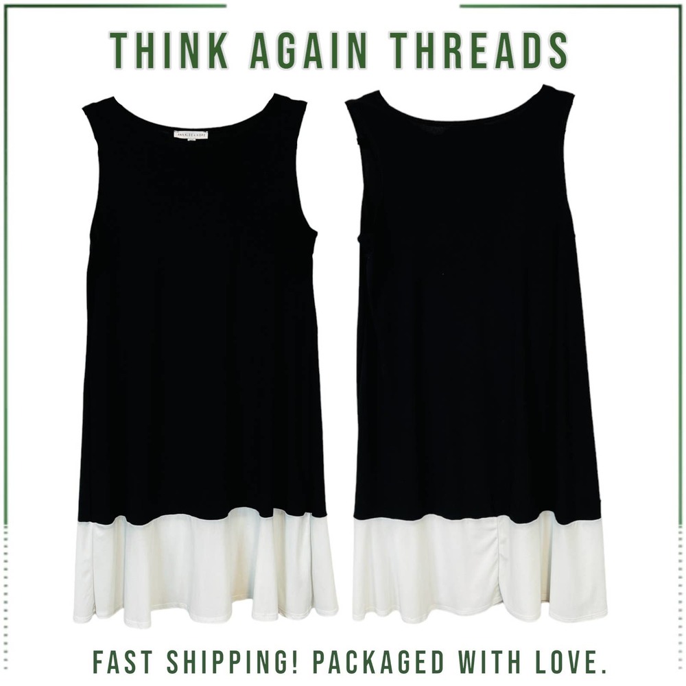 Annalee + Hope Sleeveless Two-Tone Mini Tank Dress Black White Size Medium